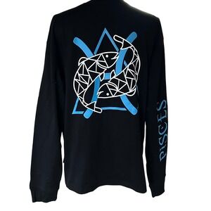 Astrology Pisces Graphic T Shirt Heavyweight 3XL Black Long Sleeve Elev 808